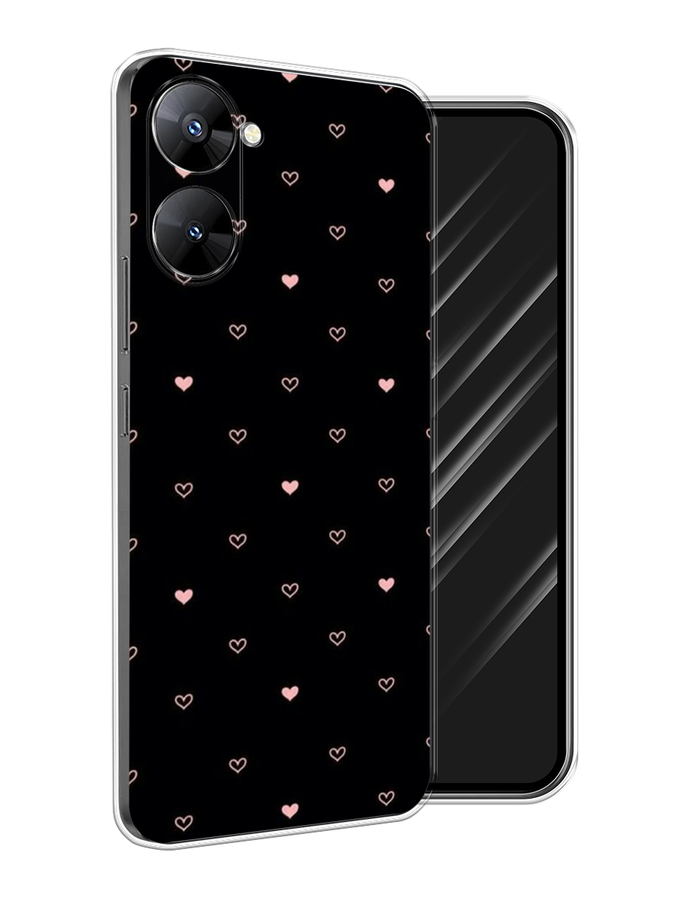 

Чехол Awog на Realme V30 5G/V30T 5G "Черный фон и сердечки", Розовый;серый;черный, 2513550-3