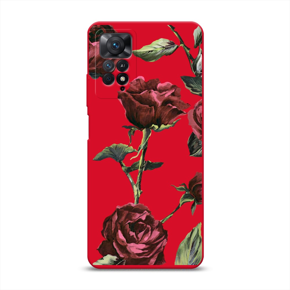 

Чехол Awog на Xiaomi Redmi Note 11 Pro/11 Pro 5G/11E Pro "Бордовые розы фон", Бордовый, 314853-1