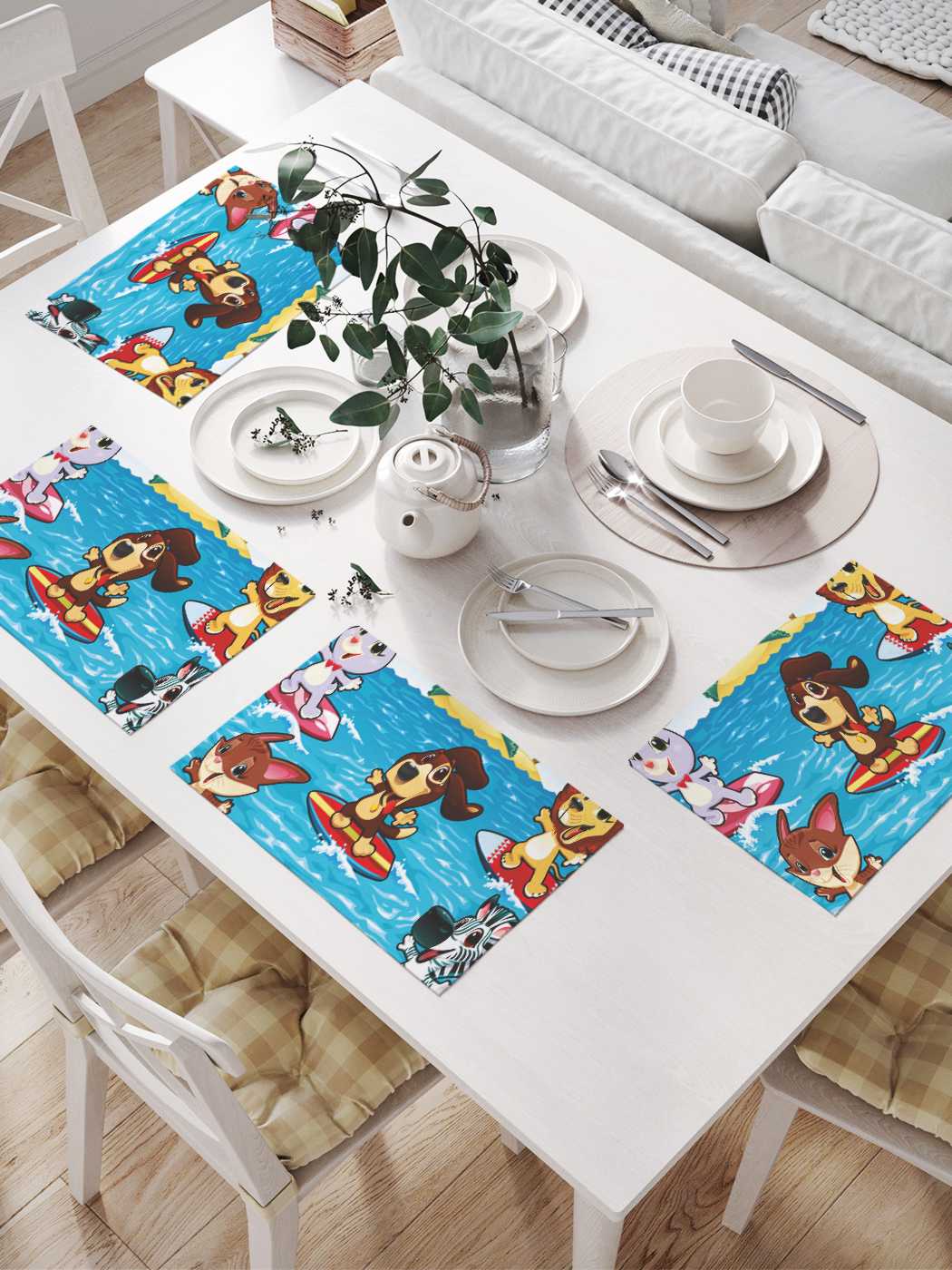 

Комплект салфеток JoyArty "Зверюшки на море" (32х46 см, 4 шт.), Серый