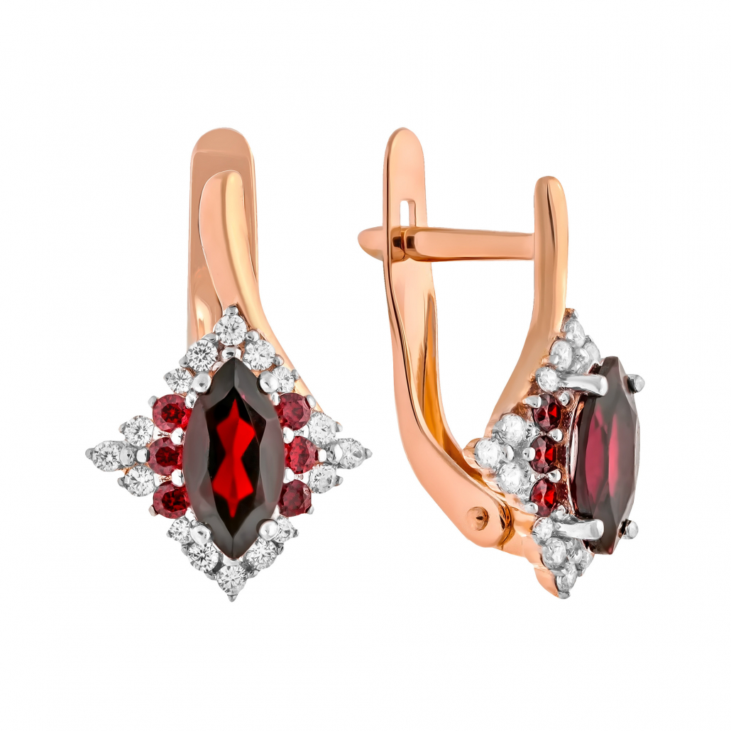 

Серьги из красного золота с гранатом Золото Дисконт 250620273п/д, 250620273п/д