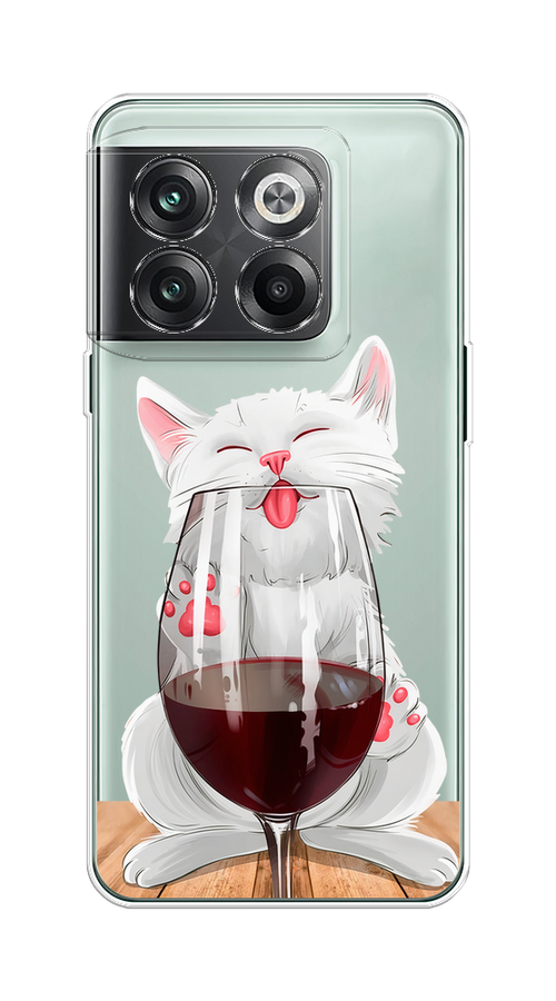 

Чехол на OnePlus Ace Pro "Кот с бокалом", Прозрачный;белый;красный, 153350-1