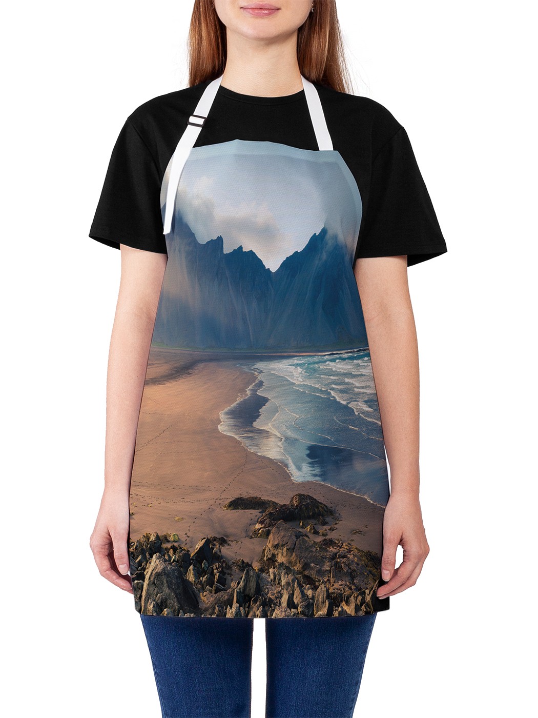 

Фартук женский JoyArty для готовки "Побережье Исландии", универсальный размер, Коричневый