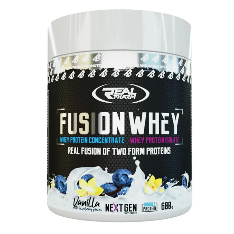 фото Real pharm, fusion whey, 600г (голубика-ваниль)