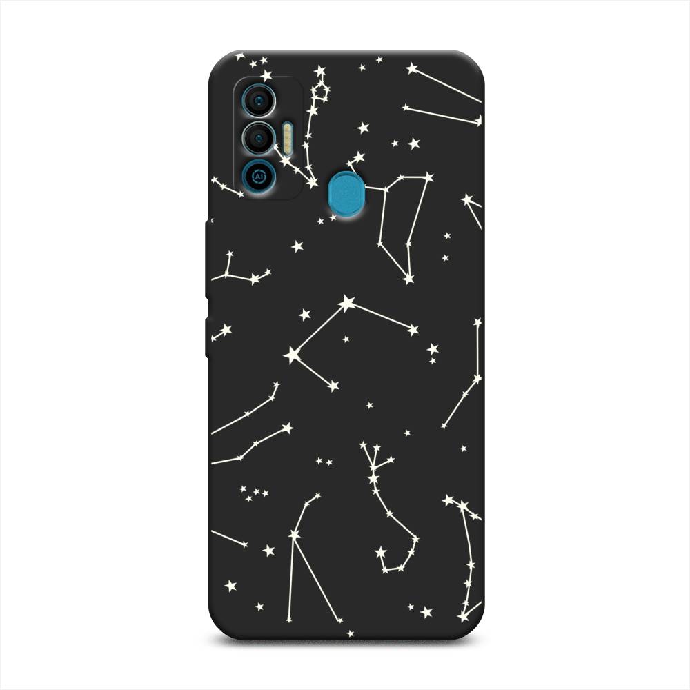 

Матовый силиконовый чехол "Созвездия" на Tecno Spark 7, Черный