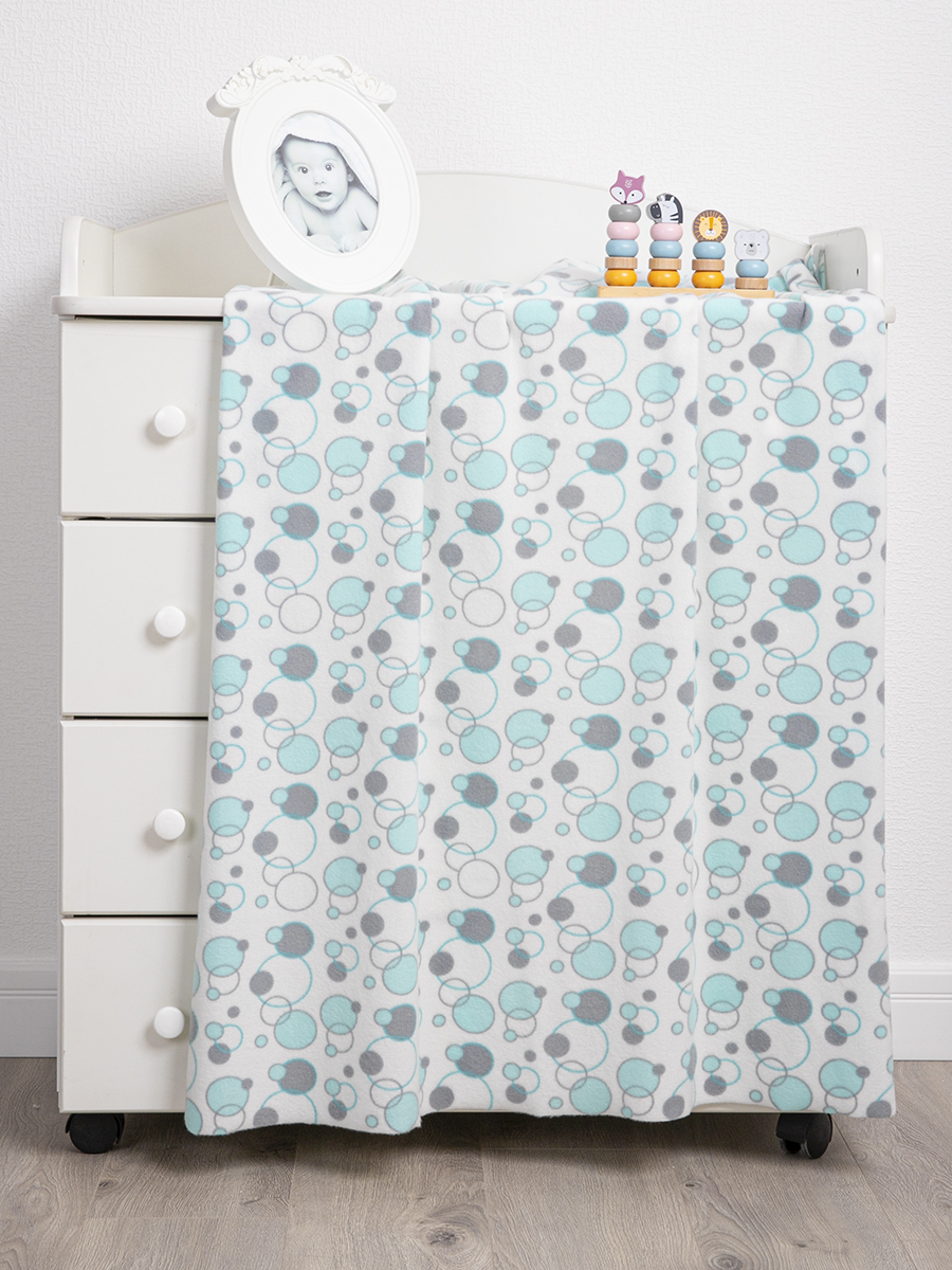 

Плед флисовый Baby Nice Круги мятный 100х118, Бирюзовый;голубой, флис