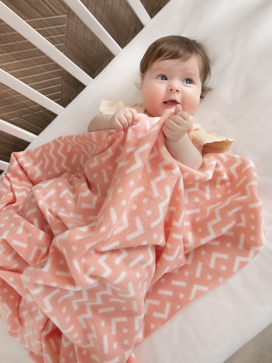 

Плед флисовый Baby Nice Орнамент персиковый 100х140, Розовый, флис