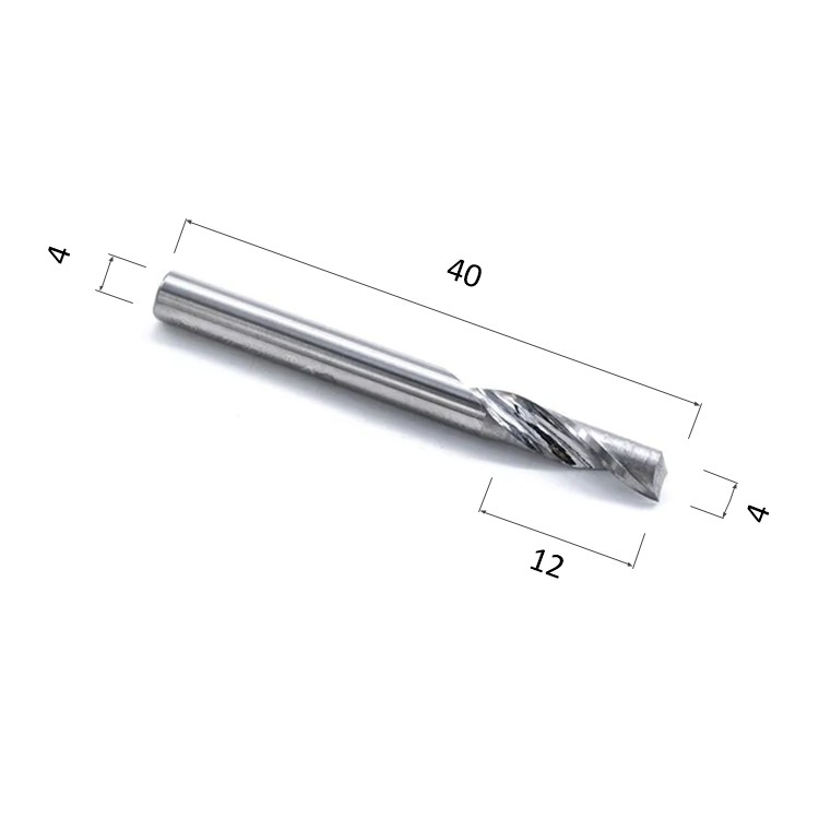 Фреза спиральная однозаходная по алюминию DJTOL ACL1LX4.12 для станка ЧПУ