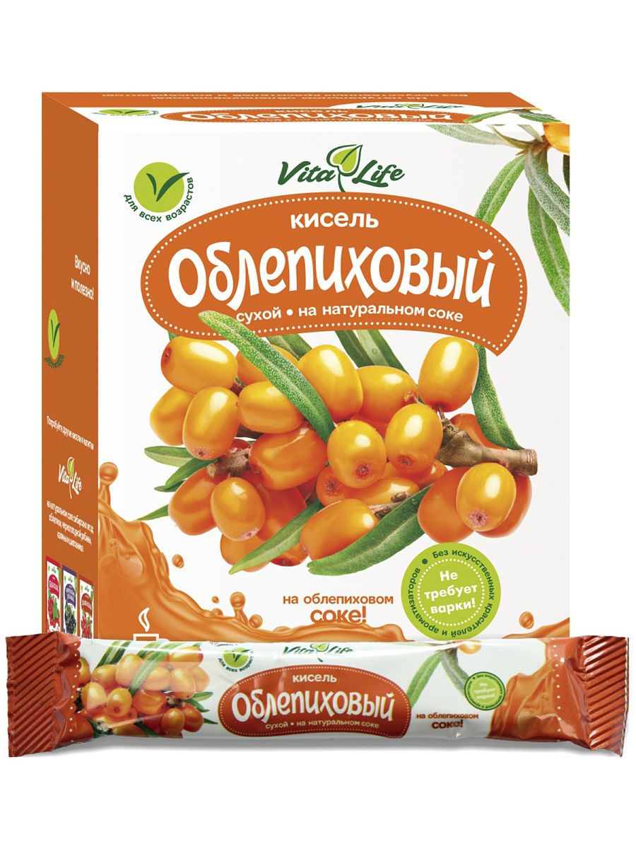 

Натуральный витаминизированный кисель АЛТАЙВИТАМИНЫ Виталайф облепиховый 20 гр по 20 шт, Виталайф