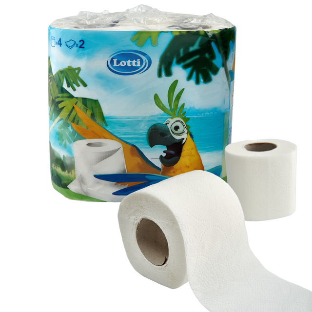 Купить Туалетная бумага Lotti двухслойная с тиснением и перфорацией на втулке белая 4 шт, lav7/4a