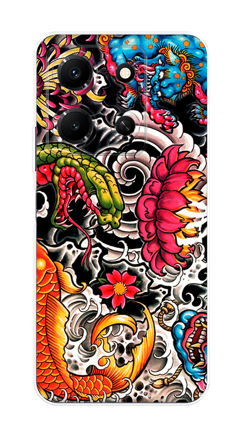 

Чехол на Infinix Note 30i "Японское искусство", Красный;оранжевый;голубой, 3104350-4