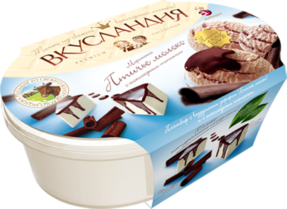 

Мороженое пломбир Вкусландия Птичье молоко с шоколадным топингом 450 г