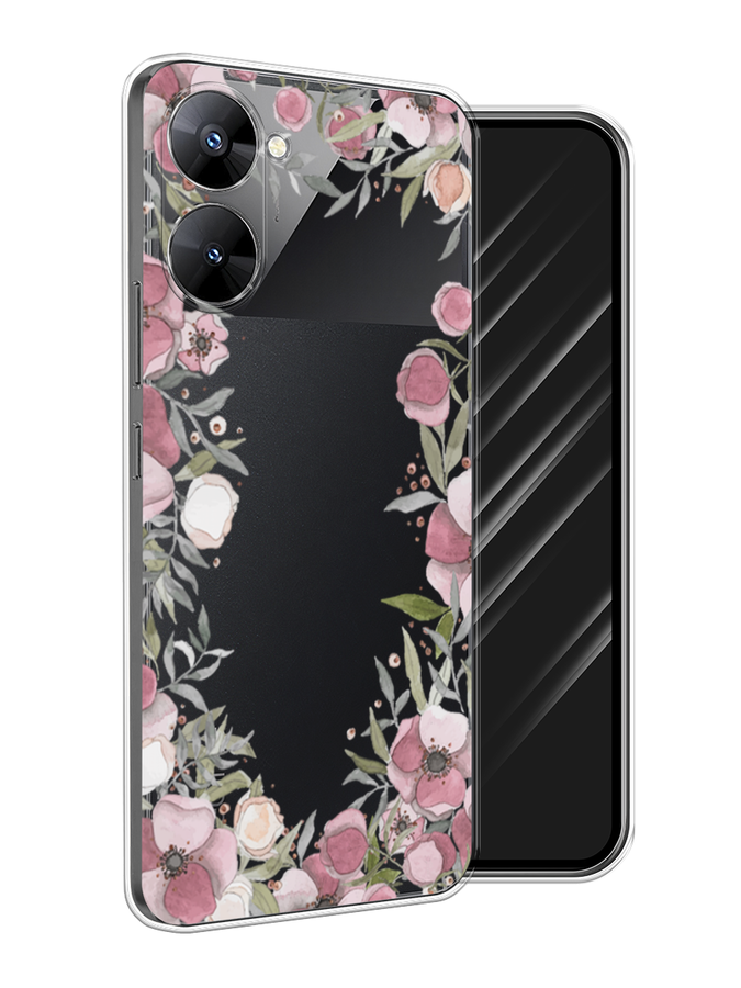 

Чехол Awog на Realme V30 5G/V30T 5G "Розовая цветочная рамка", Розовый;зеленый, 2513550-8