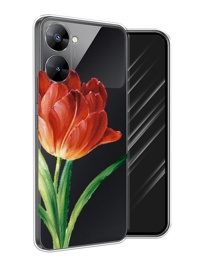 

Чехол Awog на Realme V30 5G/V30T 5G "Красный тюльпан", Оранжевый;зеленый, 2513550-8