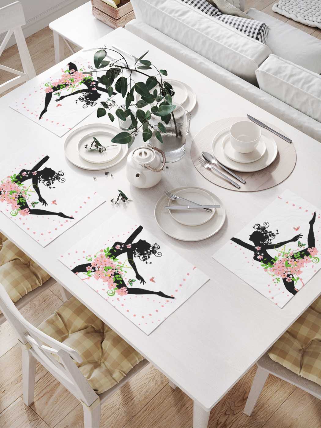 

Комплект салфеток JoyArty "Балерина в цветах" (32х46 см, 4 шт.), Оранжевый