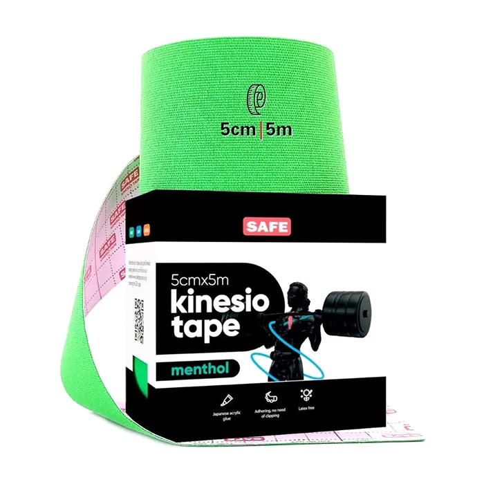 фото Кинезио тейп для тела safespot kinesiology body tape menthol (5см*5м), зеленый