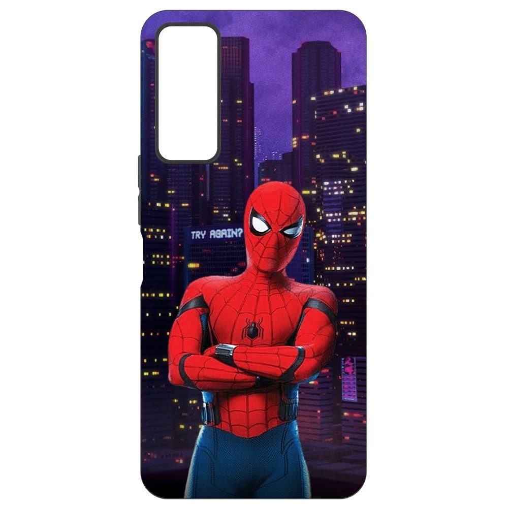 

Чехол-накладка Krutoff Soft Case Человек-Паук. На крыше для TCL 30+ черный