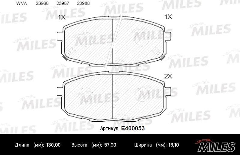 Колодки тормозные передние HYUNDAI i30 07-/KIA СEED 07-/CARENS 02- передние MILES 100053765111