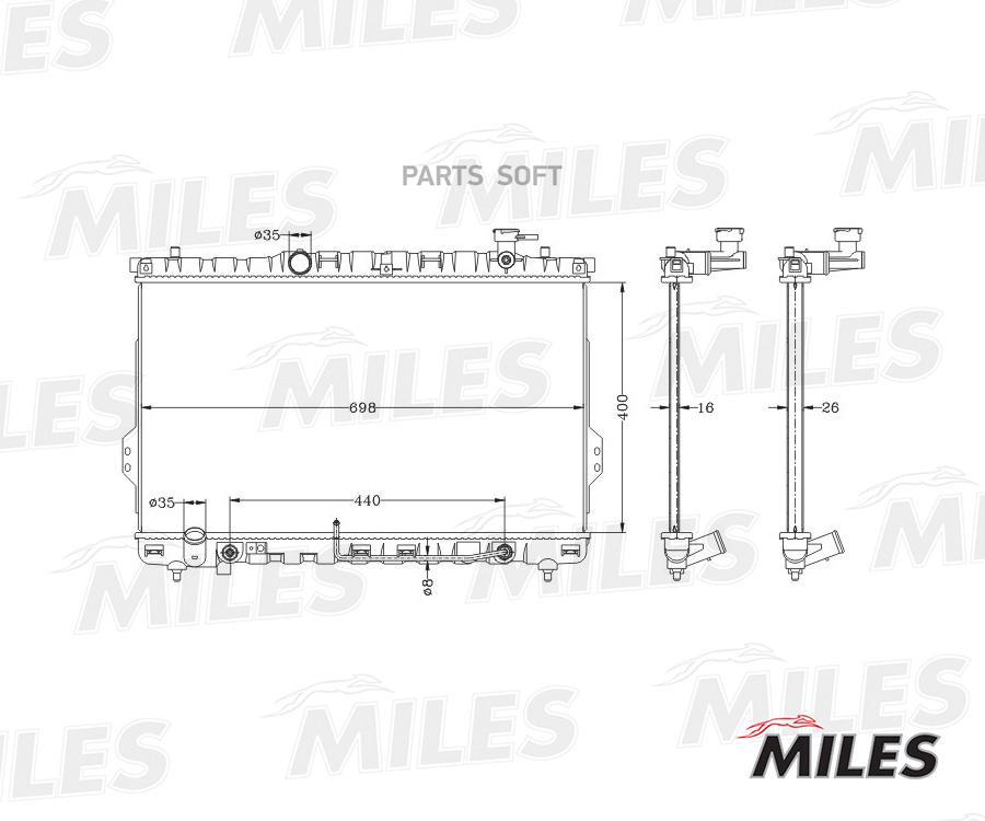 

MILES Радиатор охлаждения HYUNDAI SANTA FE 2.0-2.7 01-06 паяный