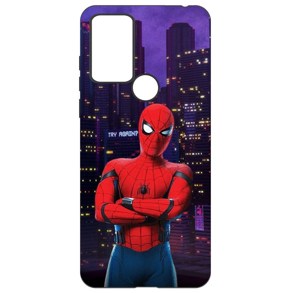

Чехол-накладка Krutoff Soft Case Человек-Паук. На крыше для TCL 30E черный