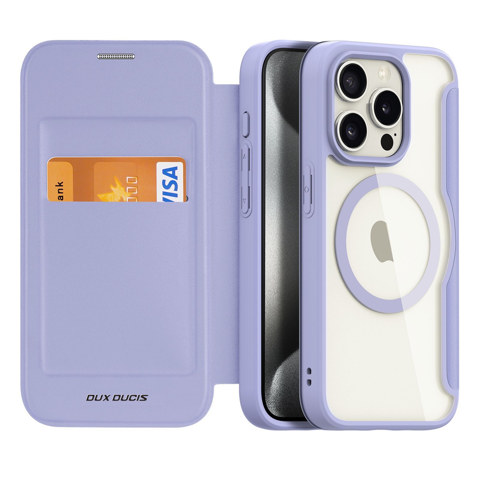 

Чехол книжка Dux Ducis для iPhone 15 Pro (Skin X Pro с MagSafe) фиолетовый, DD 15 Pro