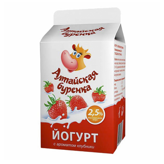 

Питьевой йогурт Алтайская буренка клубника 2,5% 450 г