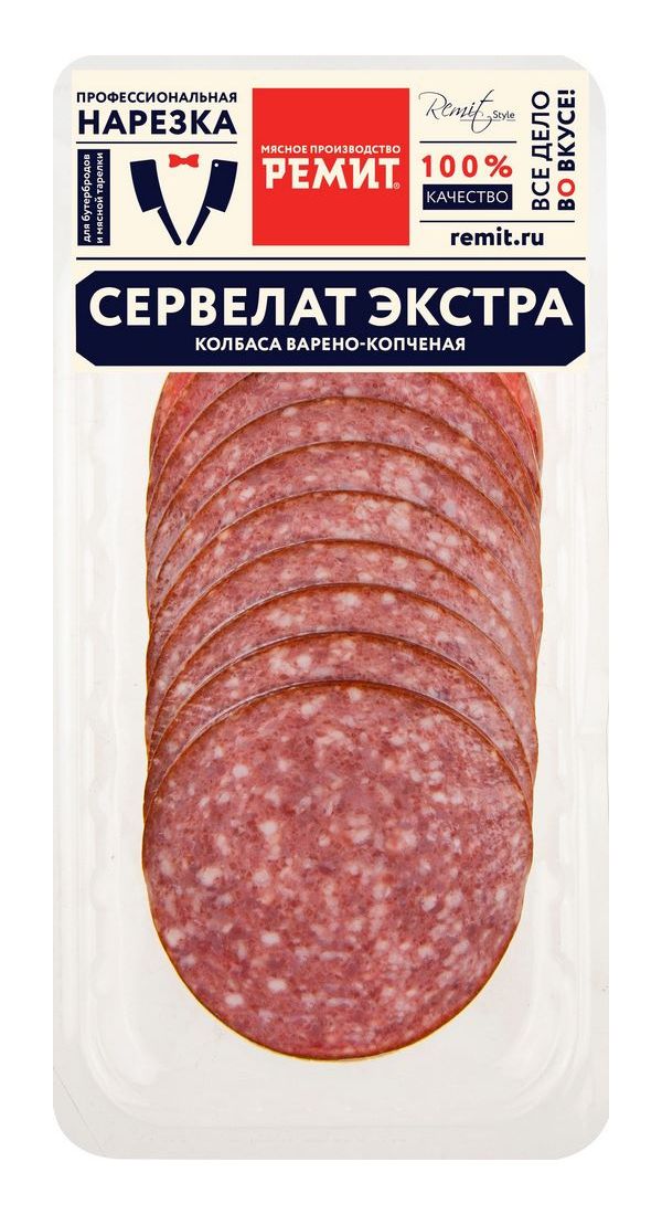 

Колбаса варено-копченая Ремит Сервелат Экстра нарезка 250 г