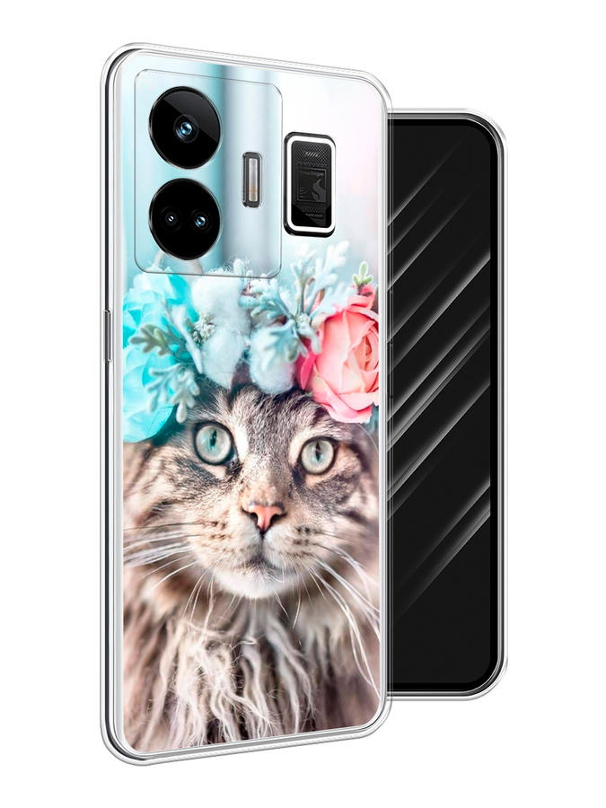 

Чехол Awog на Realme GT Neo 5 5G/GT 3 "Кот в венке", Серый;голубой;розовый, 2513750-2