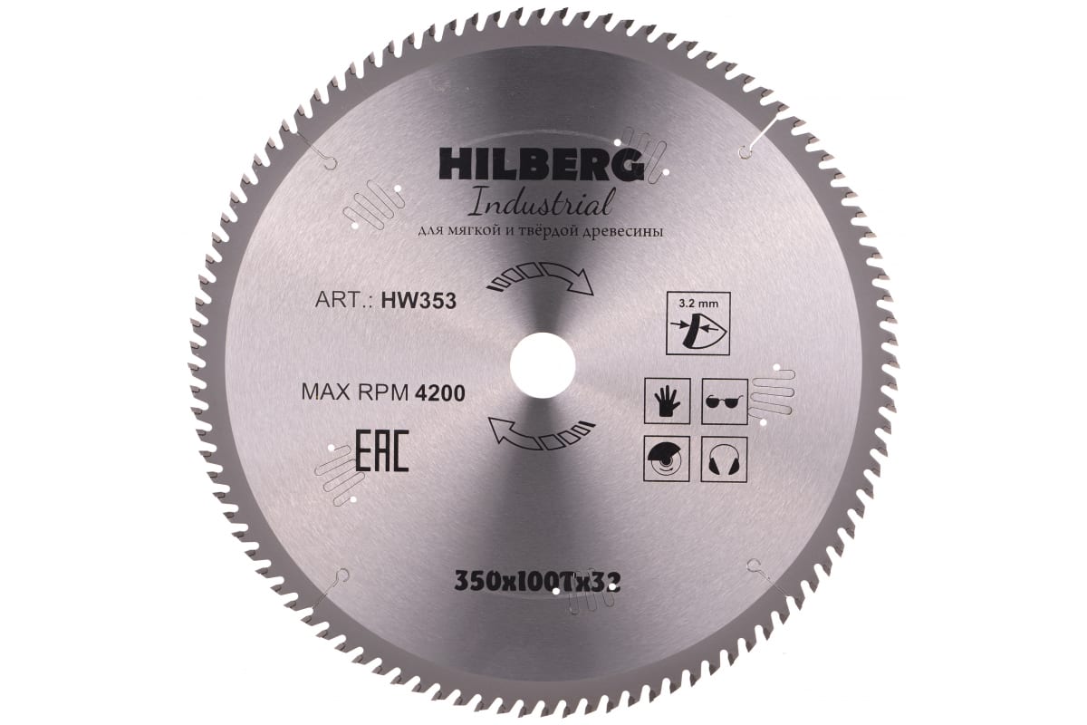 фото Диск пильный по дереву hilberg industrial (350х32 мм; 100т) hw353