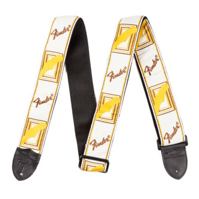 фото Ремень для гитары fender monogrammed strap white/brown/yellow