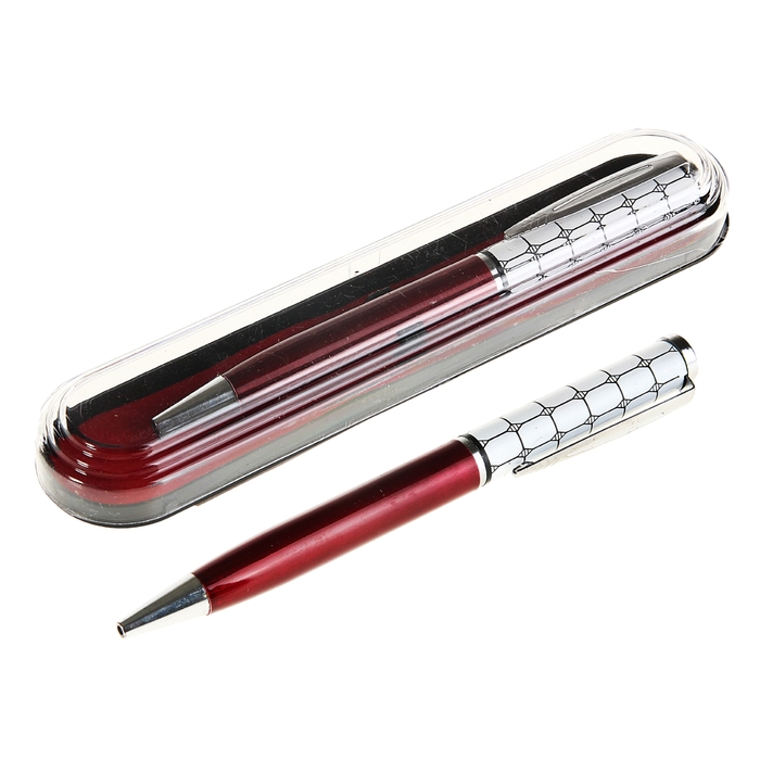 Шариковая ручка Calligrata подарочная Мозаика в пластиковом футляре бордово-белая