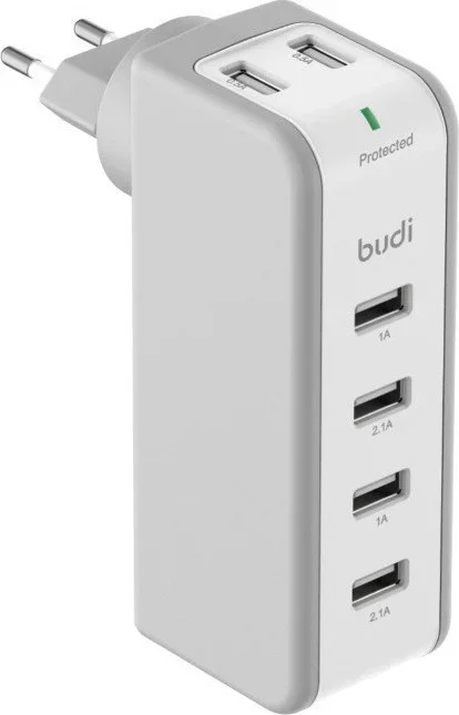 фото Зарядное устройство для телефона / сетевой адаптер 6usb x 2.4 a budi