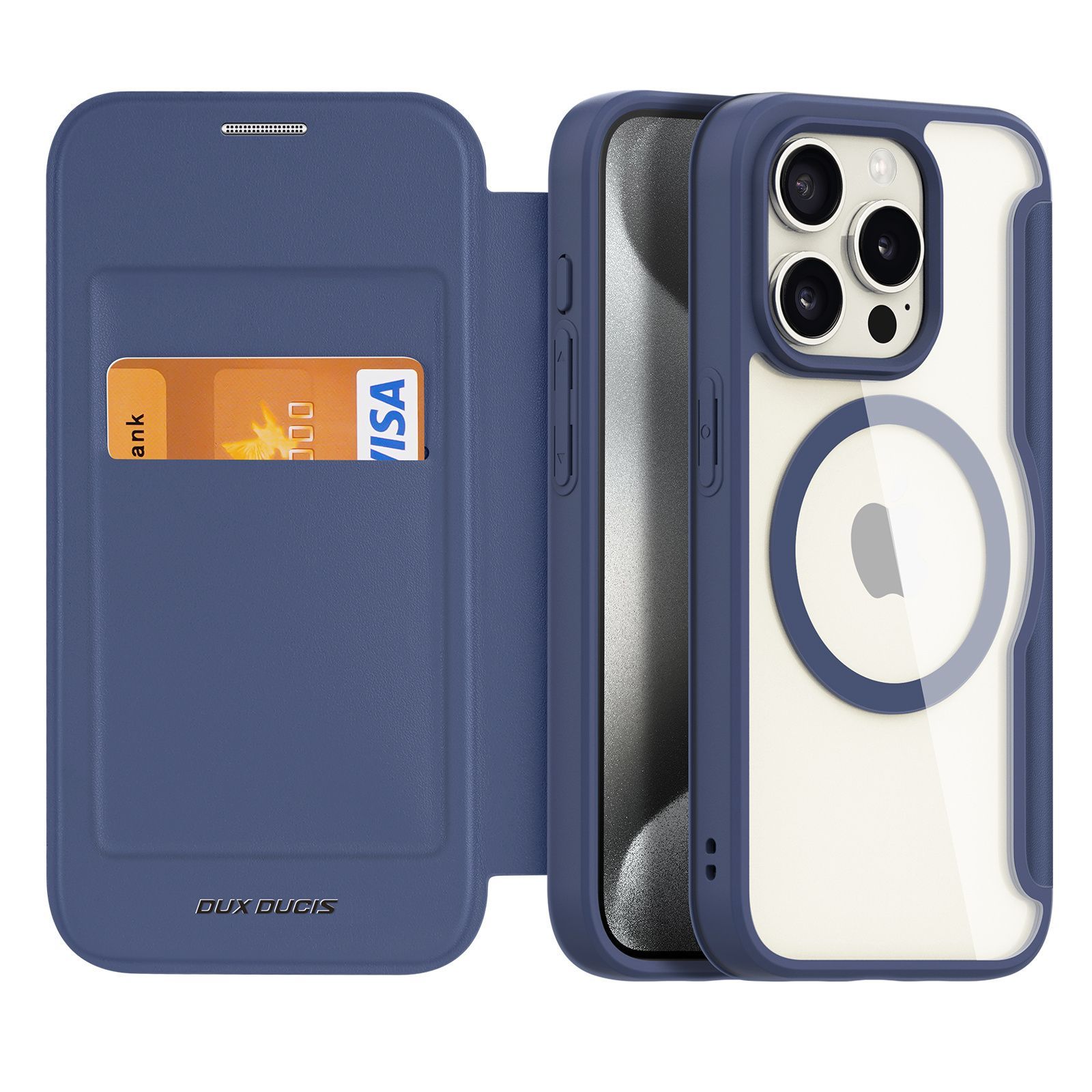 

Чехол книжка Dux Ducis для iPhone 15 Pro (Skin X Pro с MagSafe) синий, DD 15 Pro