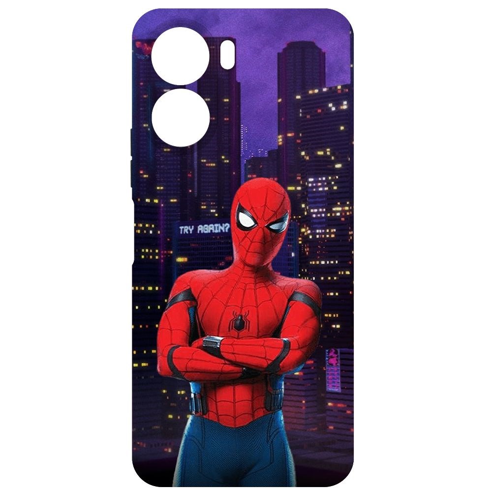 

Чехол-накладка Krutoff Soft Case Человек-Паук. На крыше для Vivo Y16 черный