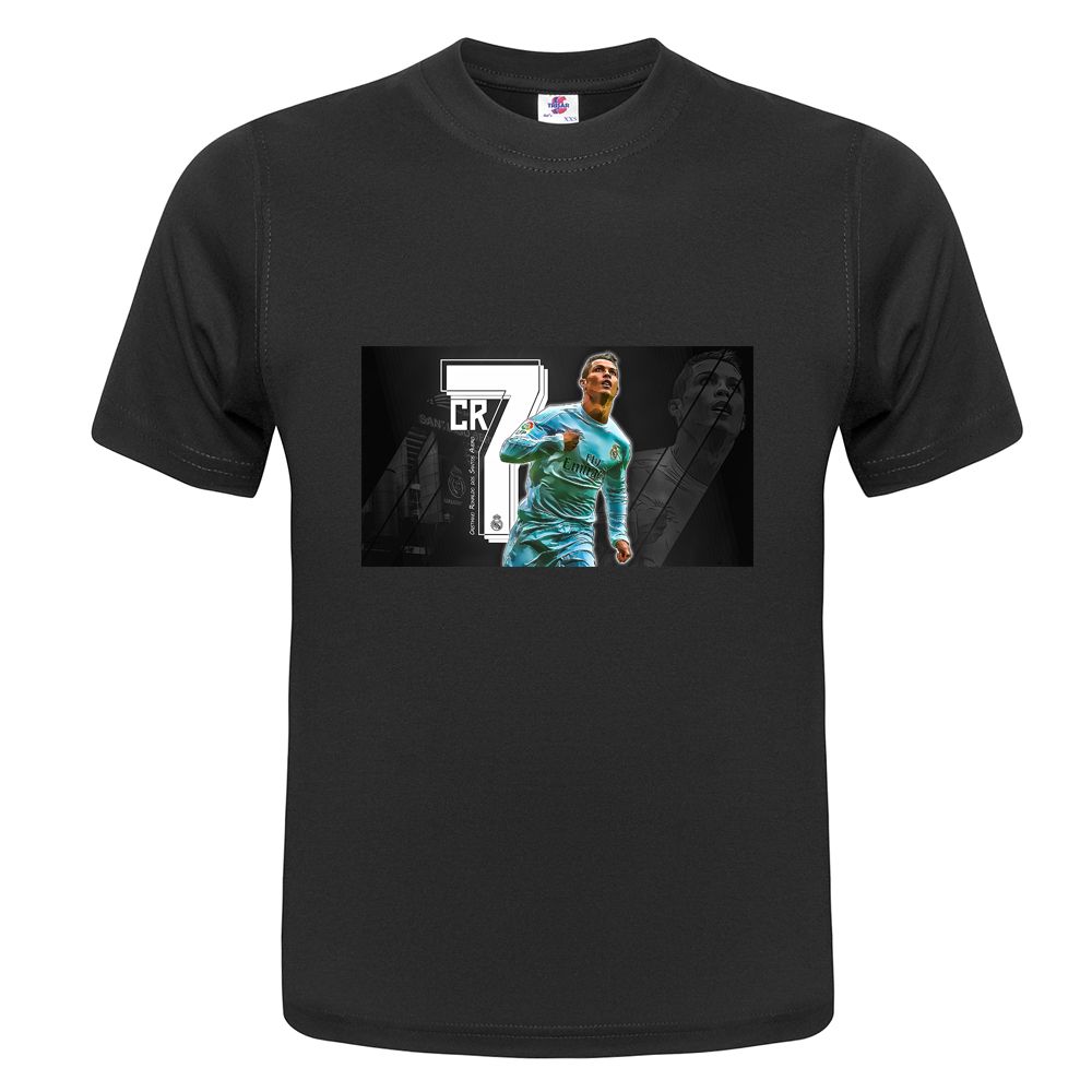 Футболка детская ONEQ с принтом Cristiano Ronaldo 3029810458, черный, 98