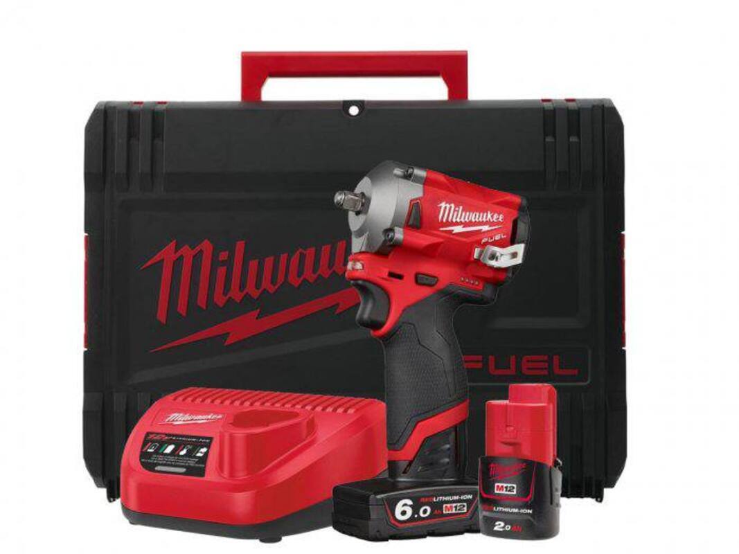 Ак гайковерт Milwaukee M12 FIW38-622X с 2 АКБ 6 Ач и 2 Ач и ЗУ в кейсе 4933464614 5348700₽