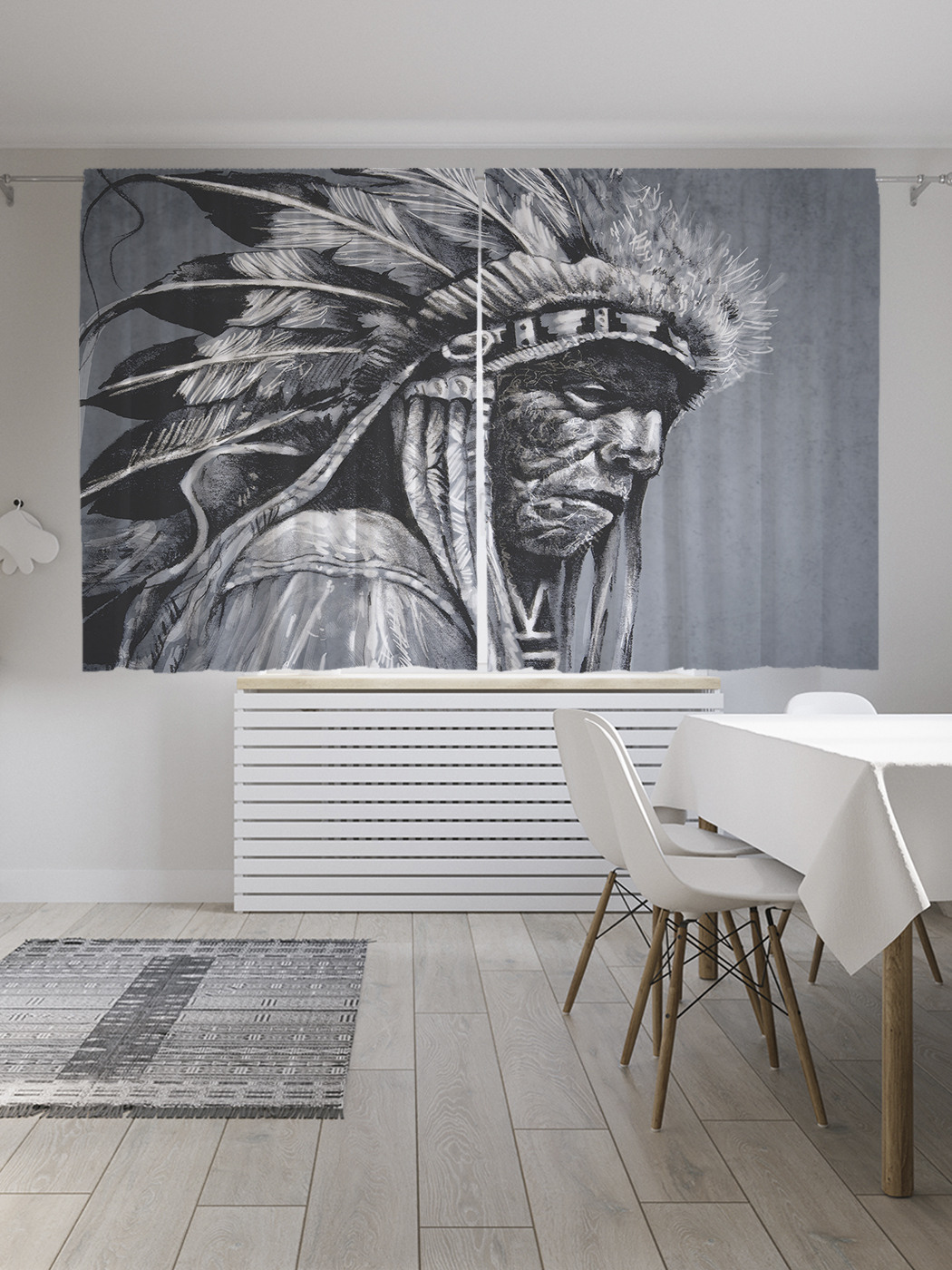 

Шторы с фотопечатью JoyArty "Портрет индейца" из сатена, 290х180 см