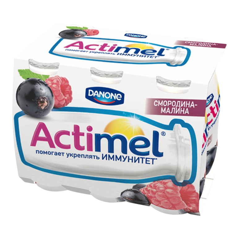 фото Кисломолочный напиток actimel смородина-малина 2,5% 100 мл