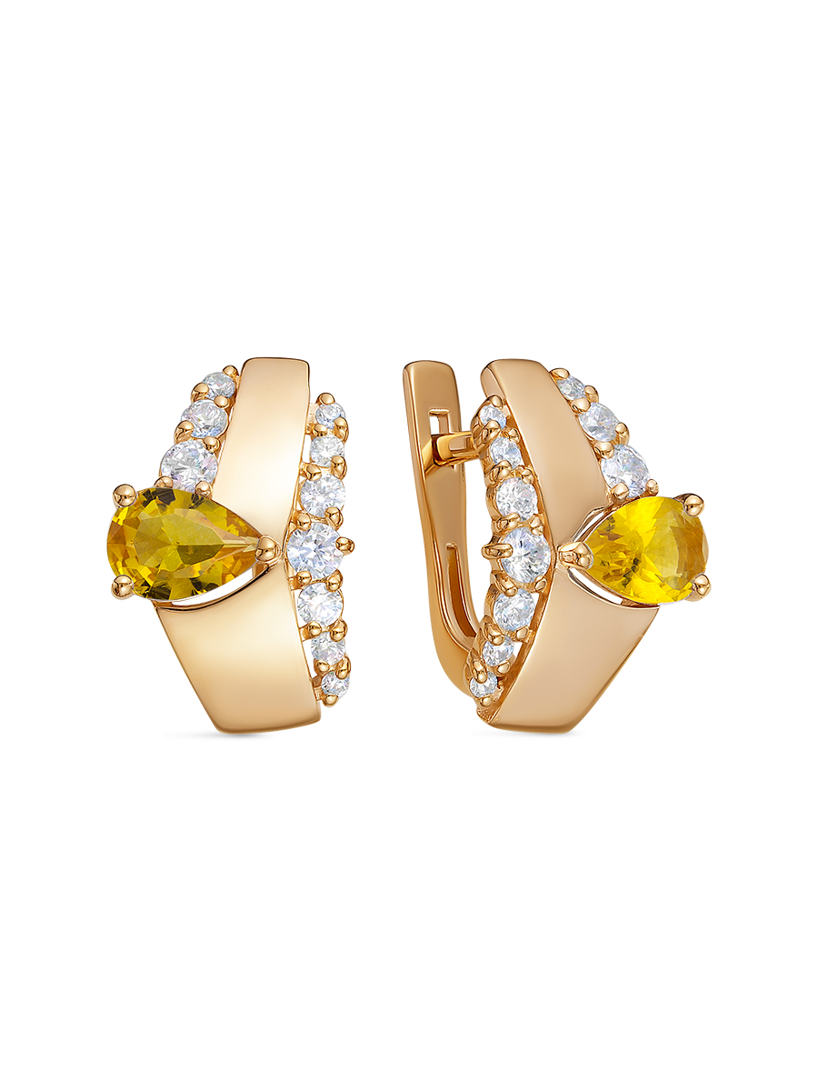 

Серьги из серебра с цитрином/фианитом SamoroDki Jewelry 2-04-274-34з, 2-04-274-34з