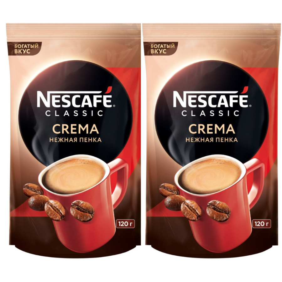 

Кофе NESCAFE CLASSIC Crema растворимый с молотым, 2 шт по 120 г