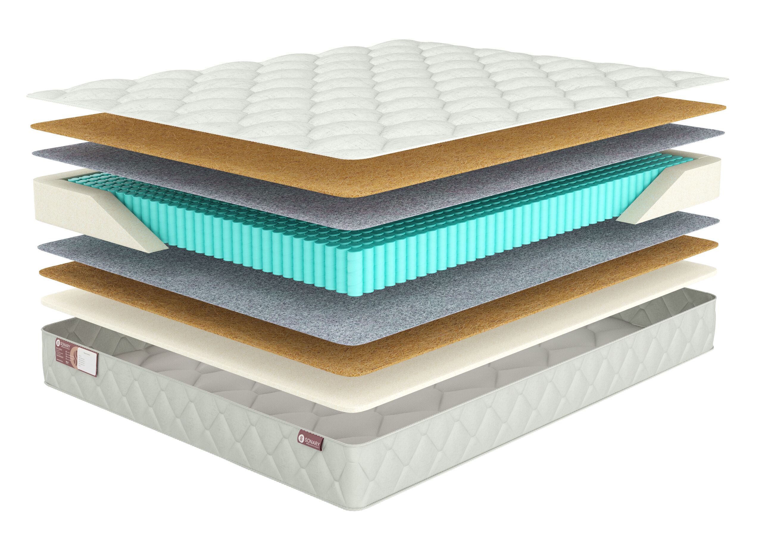 

Матрас SONARY Bron 195х195, Бежевый;белый;серый;серебристый, Bron