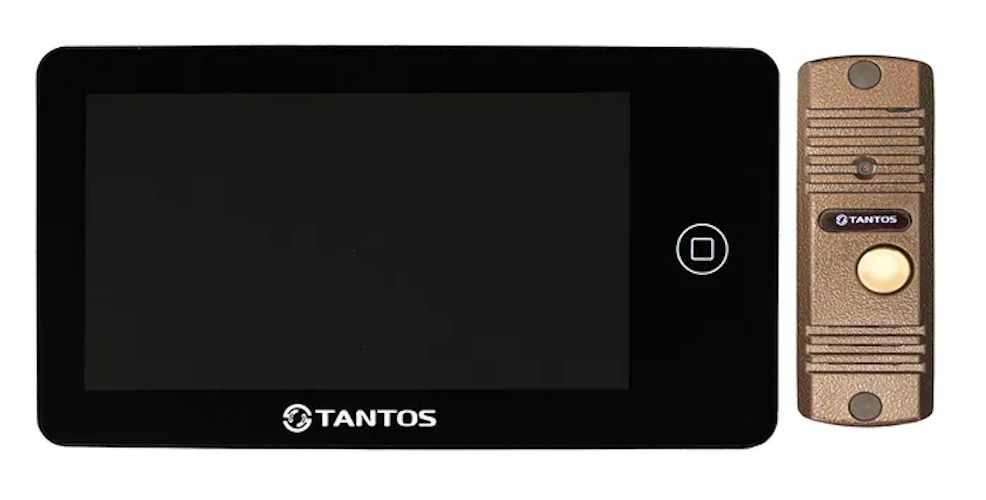 Комплект видеодомофона Tantos NEO (черный) и Walle+ (медь)
