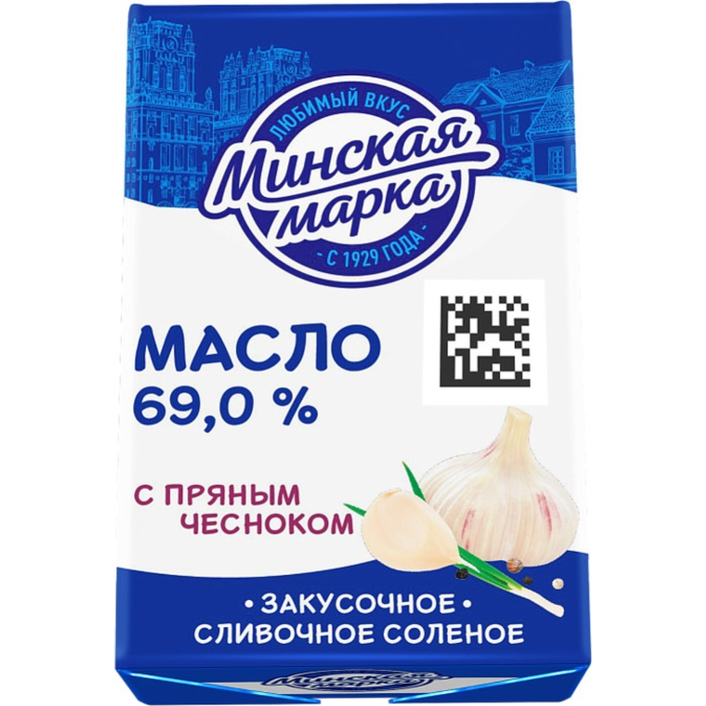 

Сливочное масло соленое Минская марка с пряным чесноком 69% 180 г