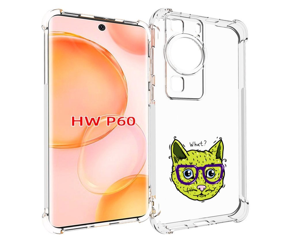 Чехол MyPads Зеленый кот для Huawei P60