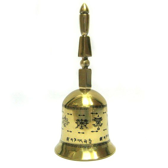 фото Тибетский колокол с 8 символами металл 15см cocosmarket