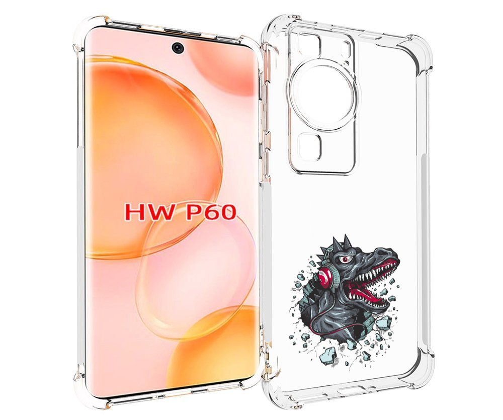 

Чехол MyPads Нарисованный динозавр в наушниках для Huawei P60, Tocco