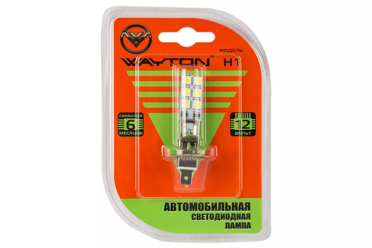 фото Автомобильная светодиодная лампа wayton h1-12smd 5000k 12v (блистер 1 шт.)