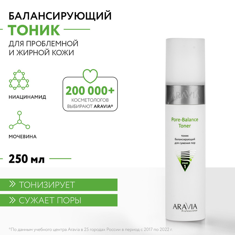 Тоник балансирующий для сужения пор Aravia Professional Pore-Balance Toner 250 мл