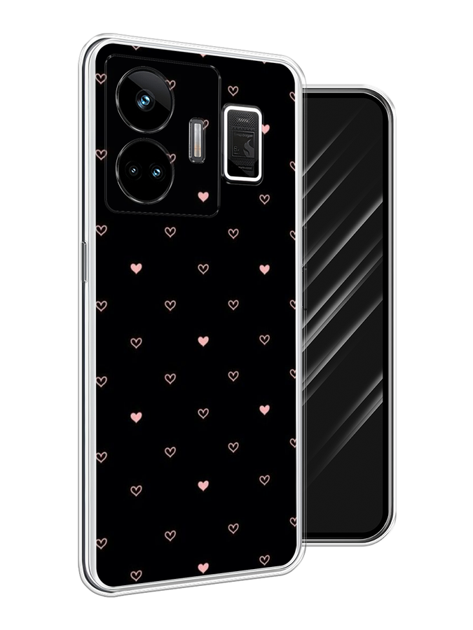 

Чехол Awog на Realme GT Neo 5 5G/GT 3 "Черный фон и сердечки", Розовый;серый;черный, 2513750-3