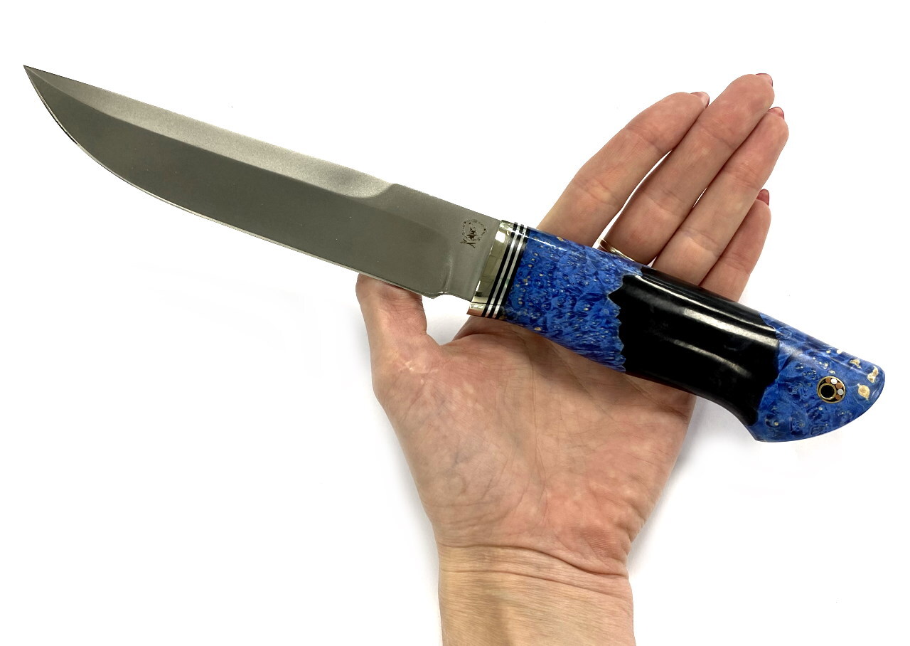 Нож Русский Молот Джокер, Х12МФ, карельская берёза, цвет голубой