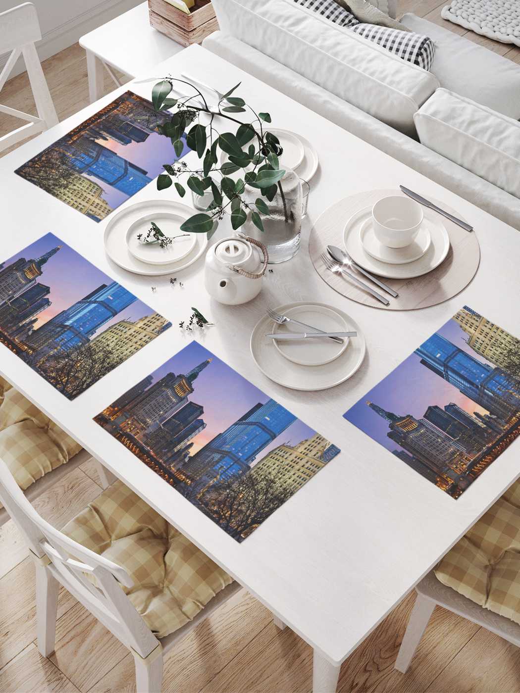 

Комплект салфеток JoyArty "Ночные башни" (32х46 см, 4 шт.), Голубой